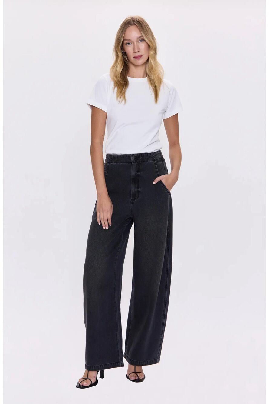 NWT Pistola Lottie High Rise Relaxed Bowed Leg Jeans 26 Barrel Shape MSRP $208